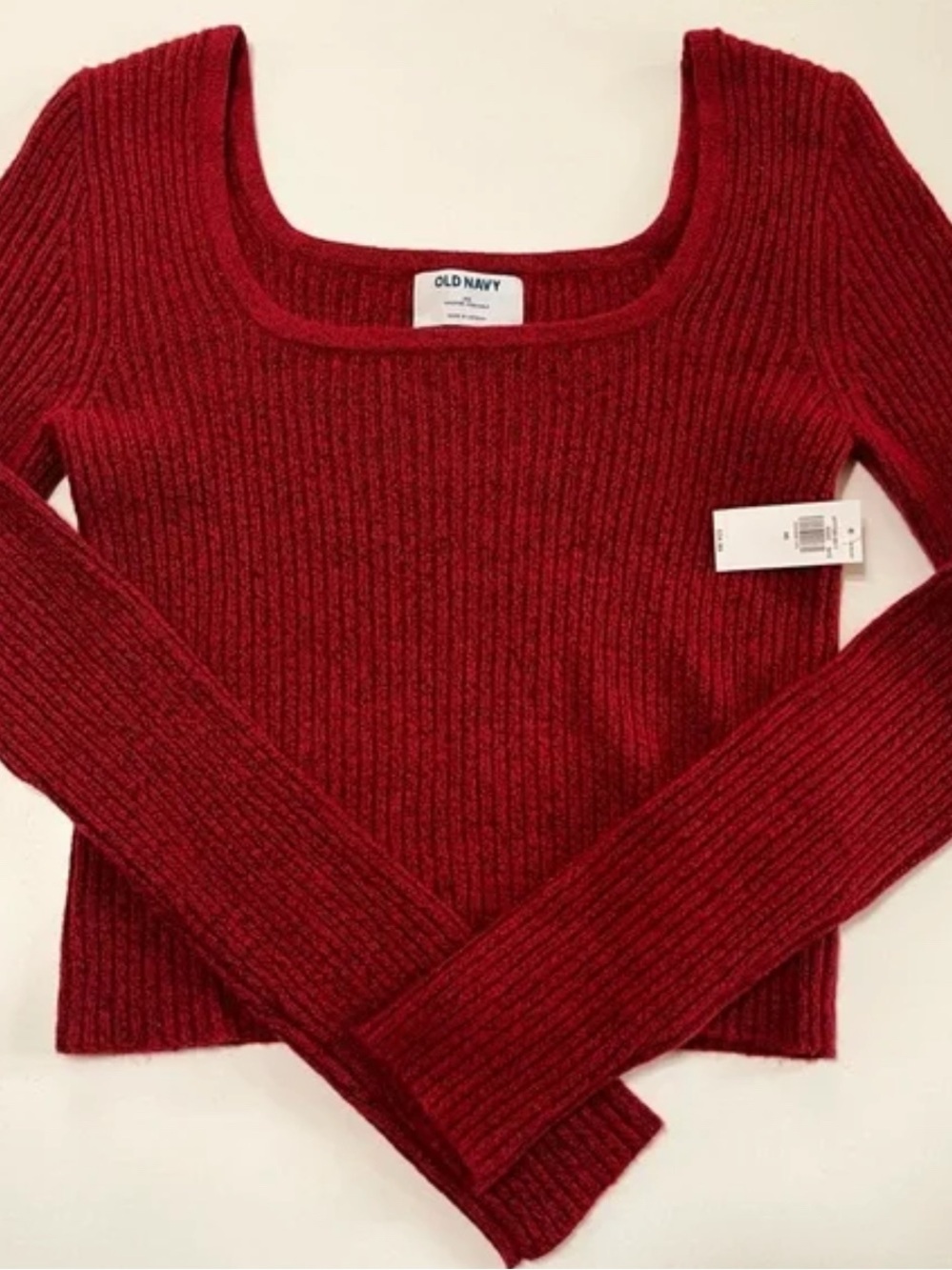 Old Navy Women's Crimson Ribbed Square-Neck Sweater
